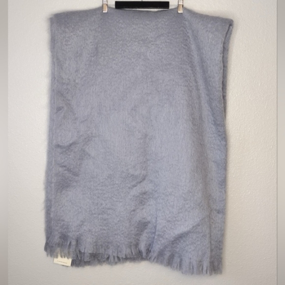 NWT Evangeline Linens Grey Mohair Pure New Wool Gray Throw Blanket - Picture 6 of 13